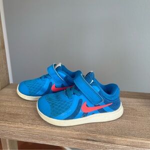 Nike Revolution 4 (TD) Toddler  Shoes In Blue/Crimson Straps Closure Size 6C Run